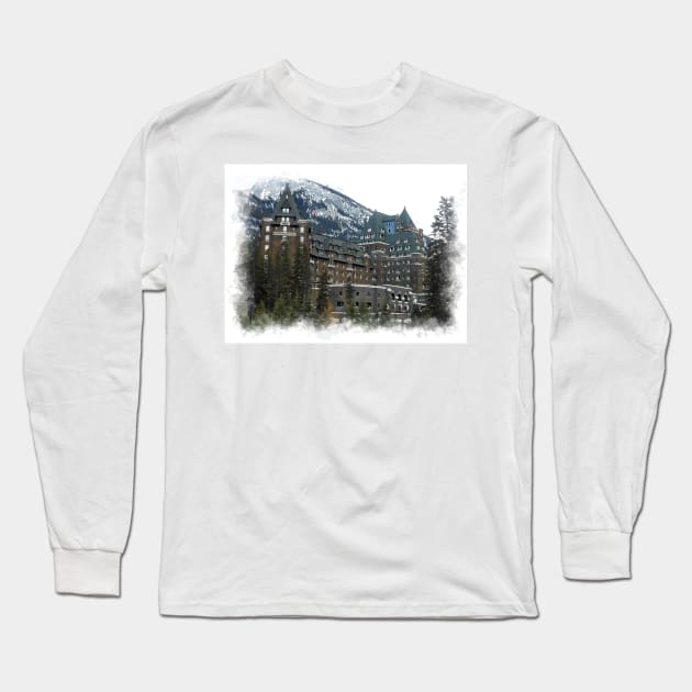 Castle in the Mountains - Banff Alberta Canada Long Sleeve T-Shirt by Highseller